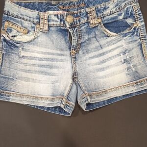 Maurices Blue Jean Shorts with Distressed Details